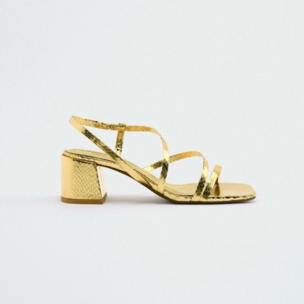 Zara Gold Strappy Sandals